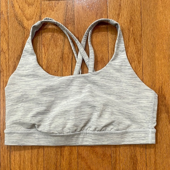 lululemon athletica Other - Lululemon Gray Striped Women's Sports Bra Size 8 Cross Back Straps